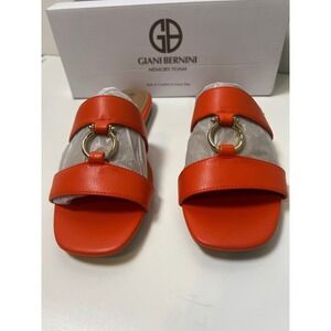 Gianni Bernini Women's Orange CAITLYN‎ Slip On Flat Memory Foam Sandals Sz 9 NIB